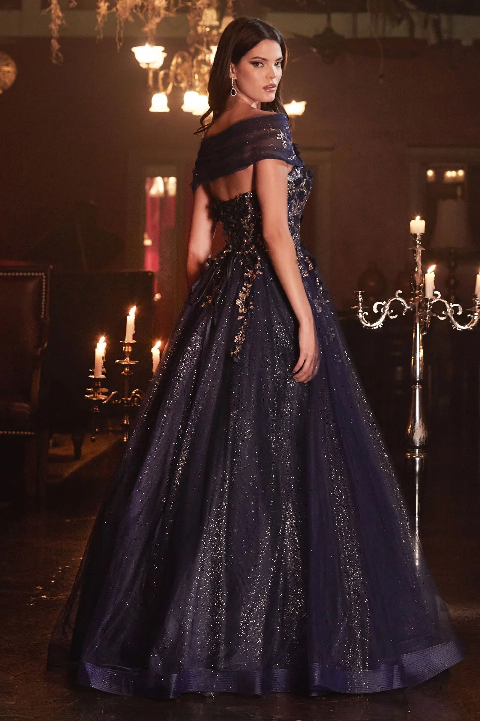 Glitter Tulle Ball Gown w/ Strapless Layer