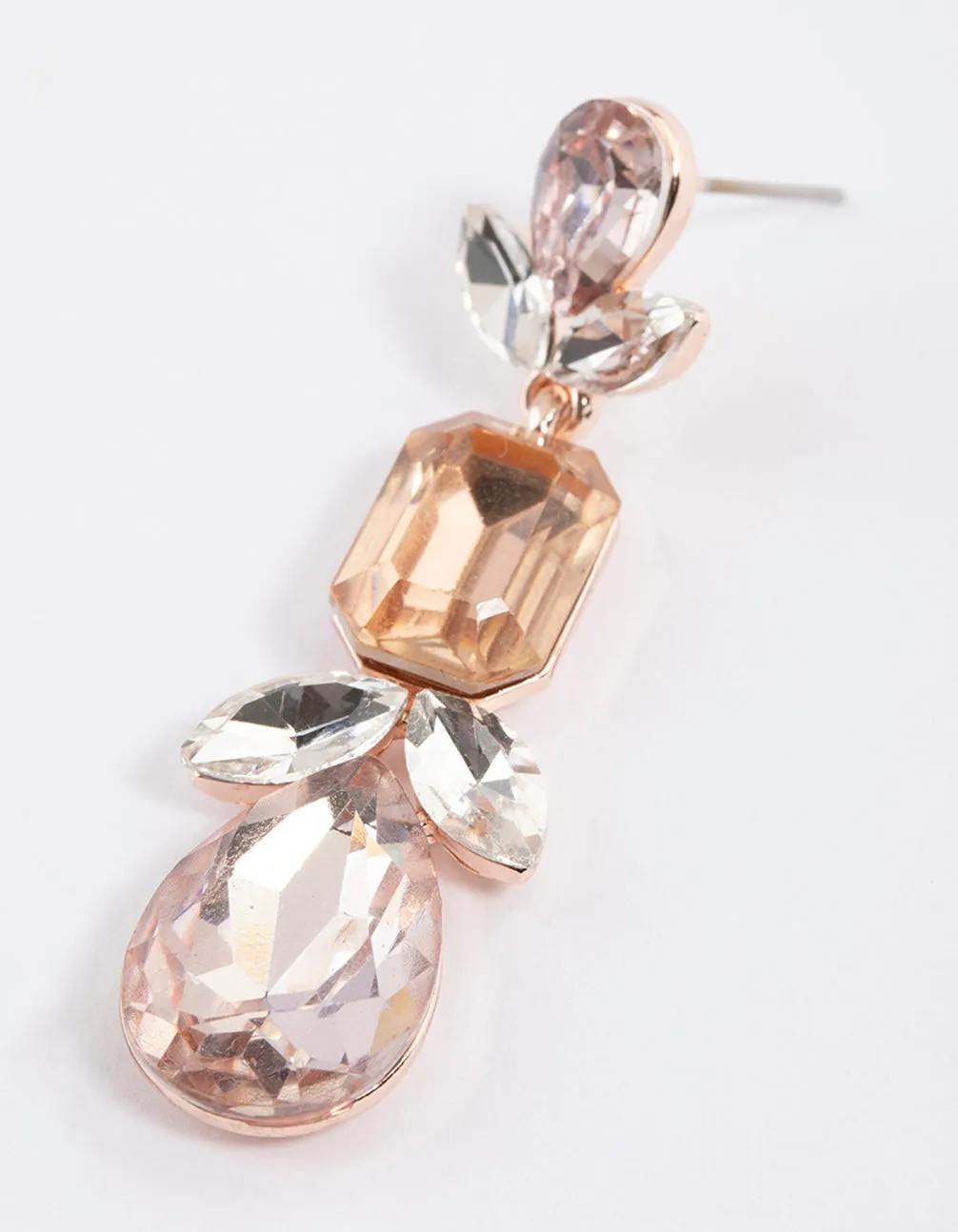 Gold Multi Stone Shape Drop Earrings