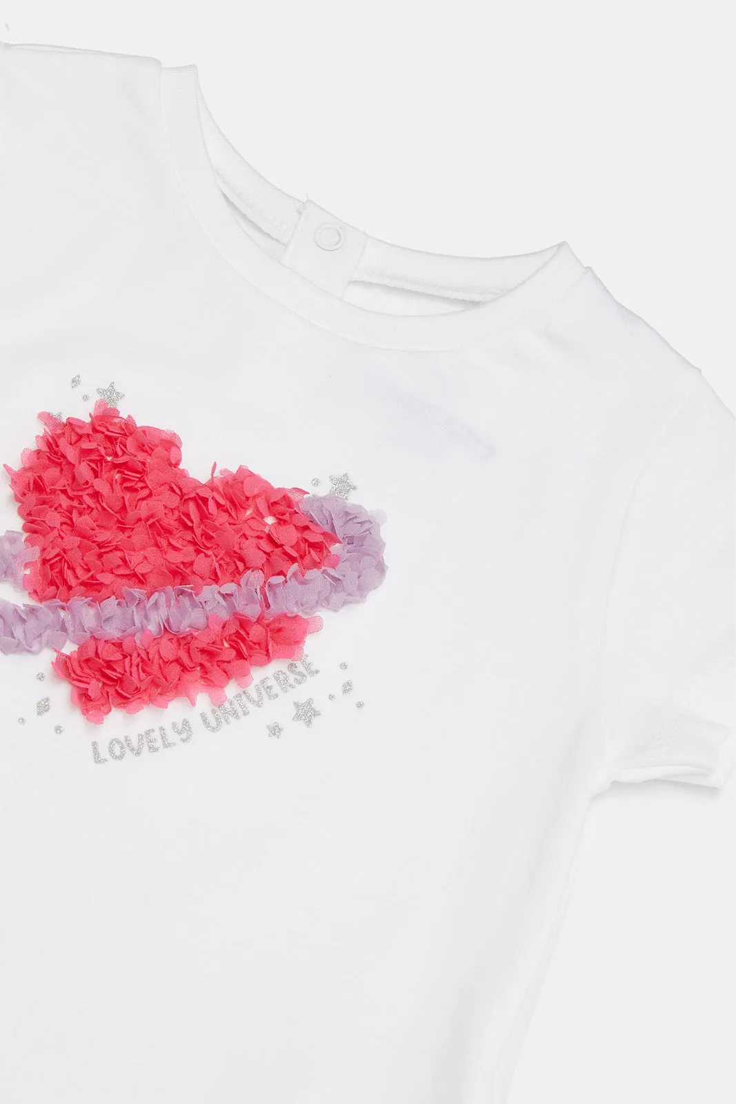 Infant Girls White Heart Artwork T-Shirt