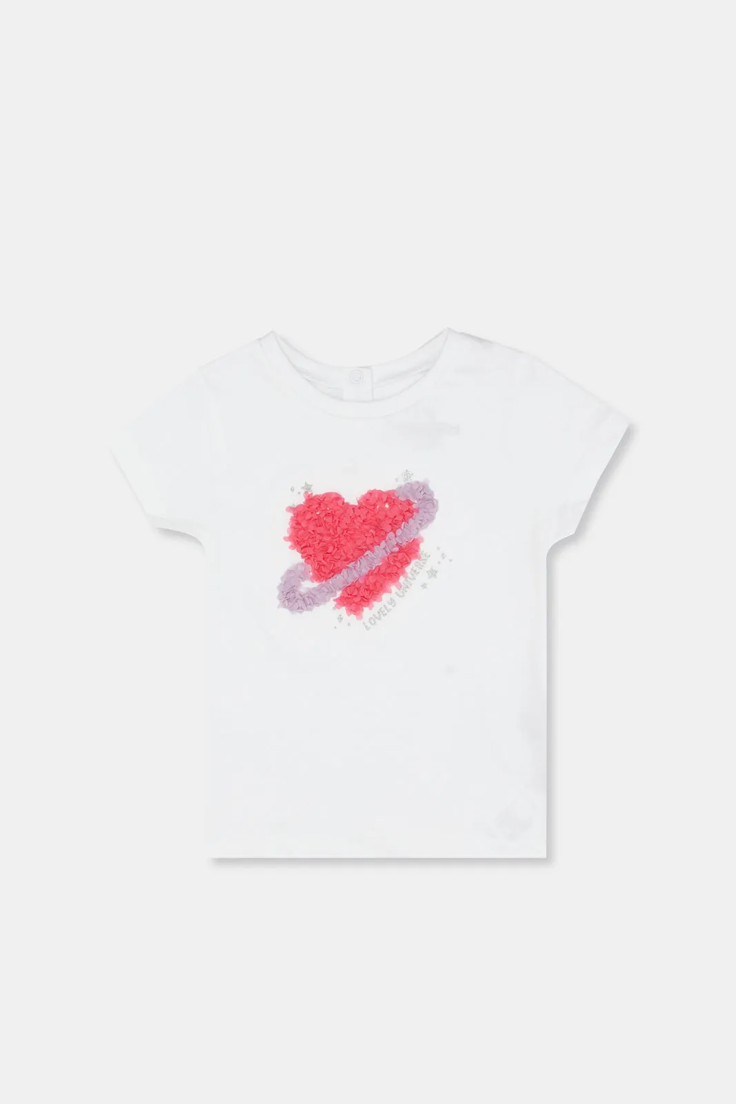 Infant Girls White Heart Artwork T-Shirt