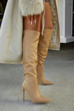 Keep My Cool High Heel Boots - Nude