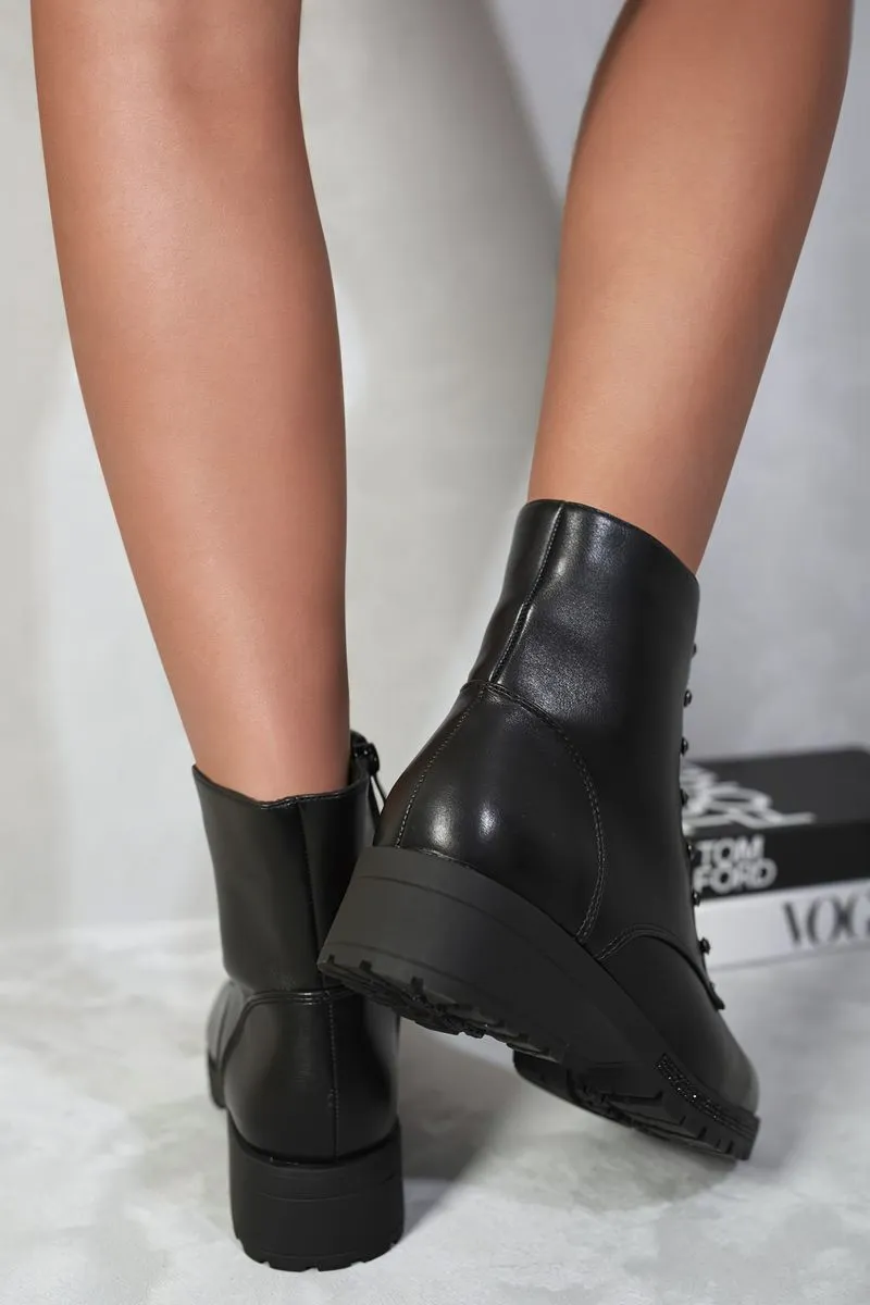 Lace Up Glitter Ankle Boots
