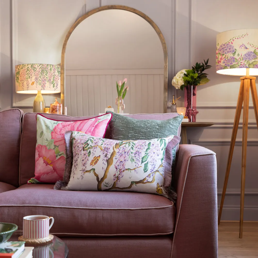 Mariposa Printed Ruched Cushion Cream