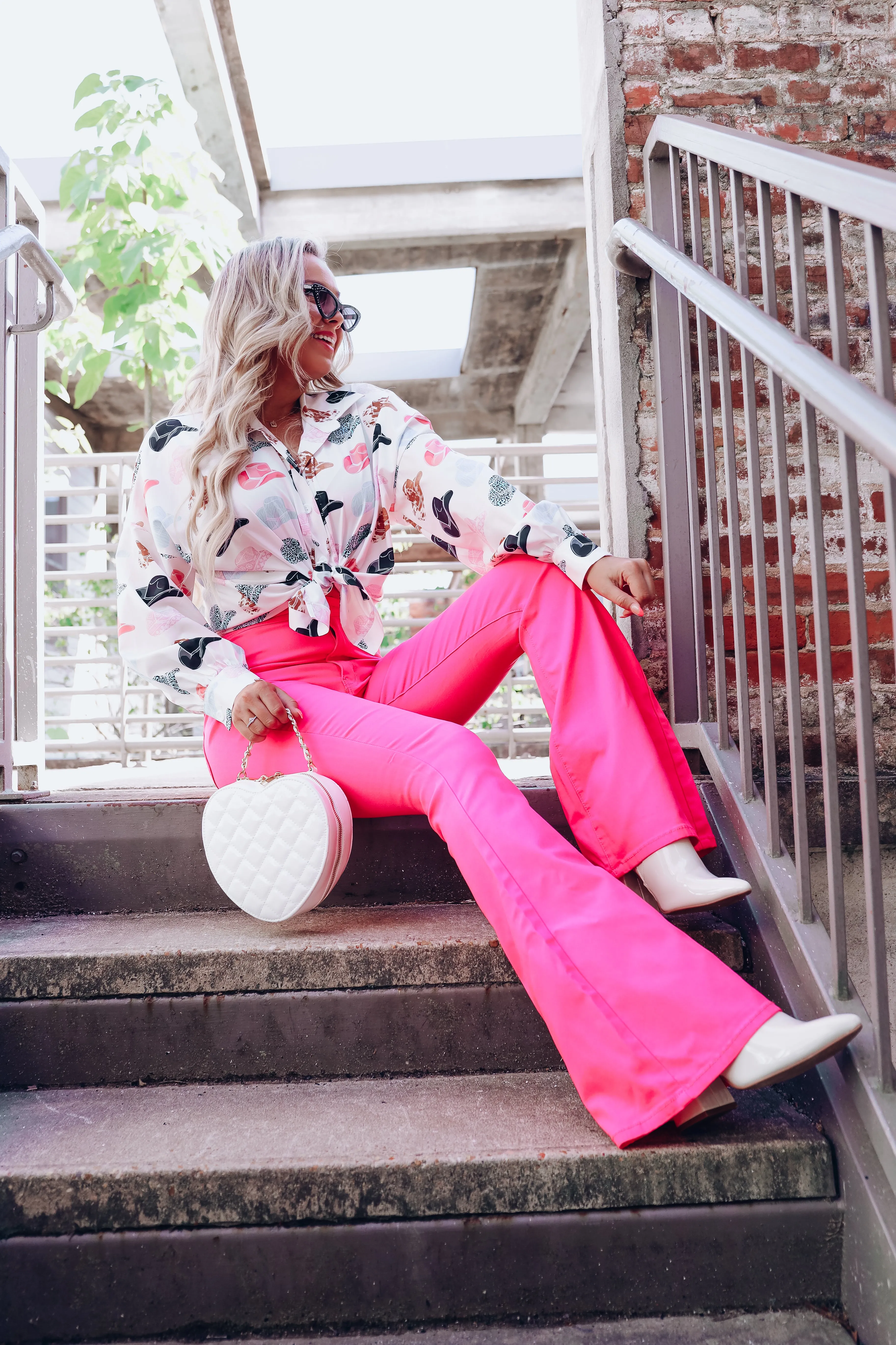 Memphis Cowboy Hat Printed Blouse - White