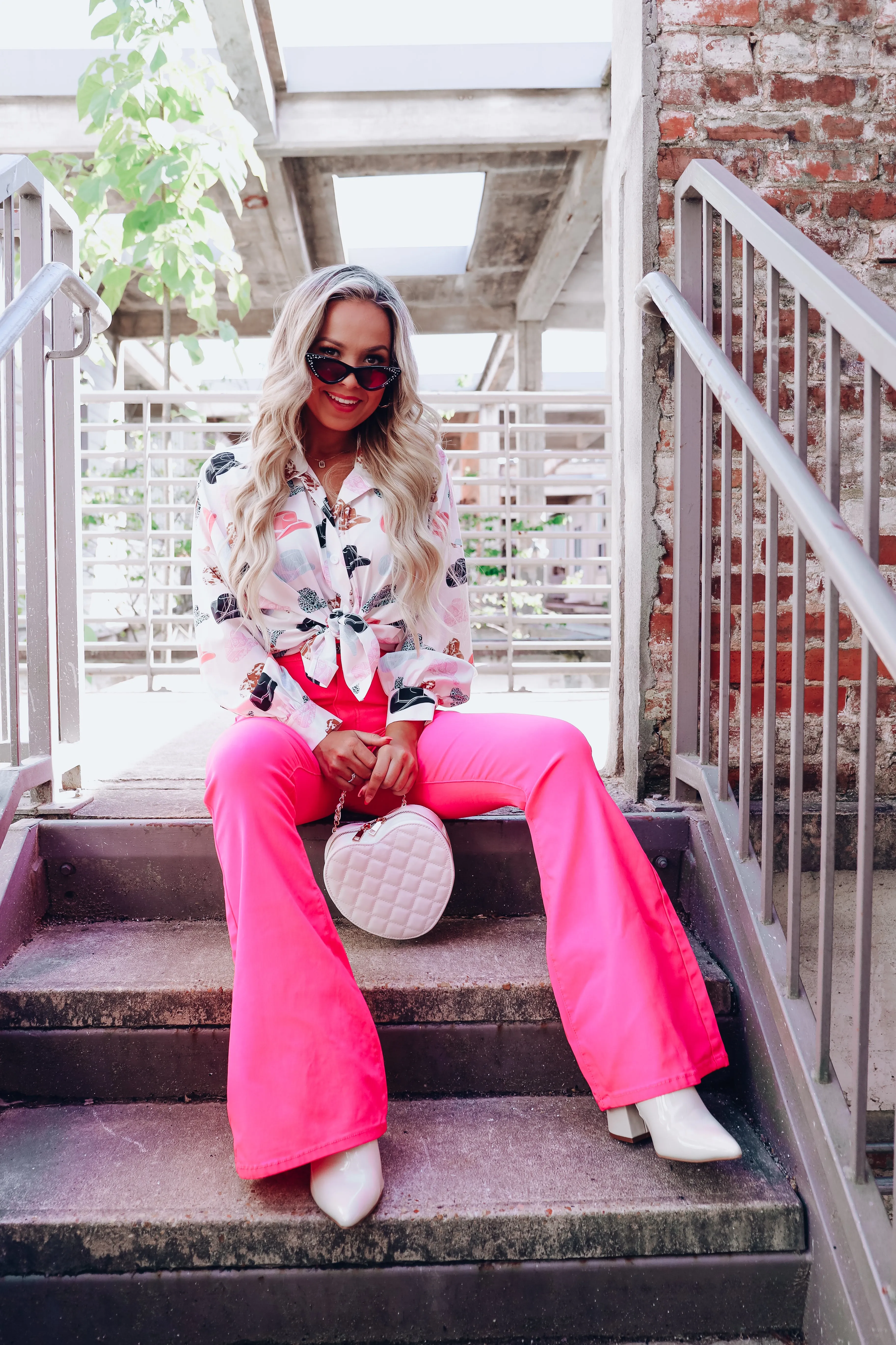 Memphis Cowboy Hat Printed Blouse - White