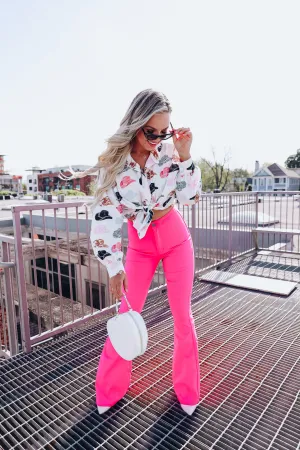 Memphis Cowboy Hat Printed Blouse - White