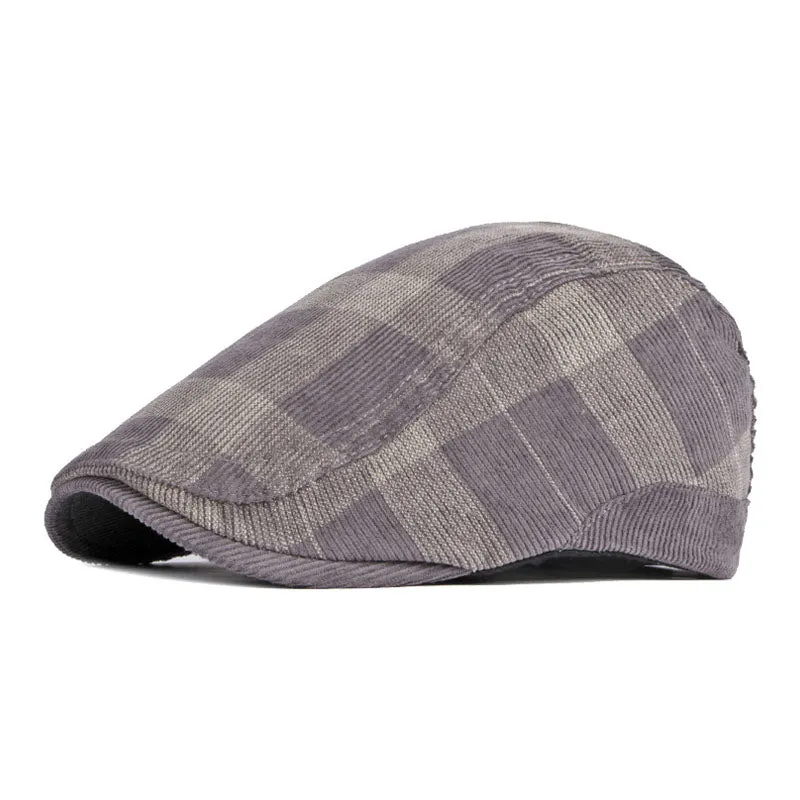 Men's Casual Check Corduroy Beret 20538138M