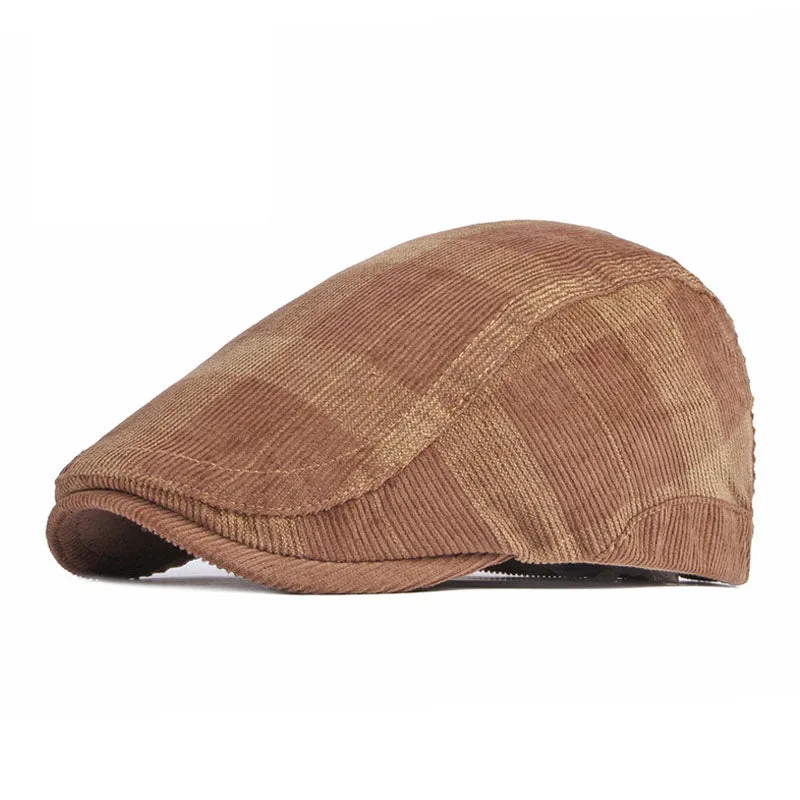 Men's Casual Check Corduroy Beret 20538138M