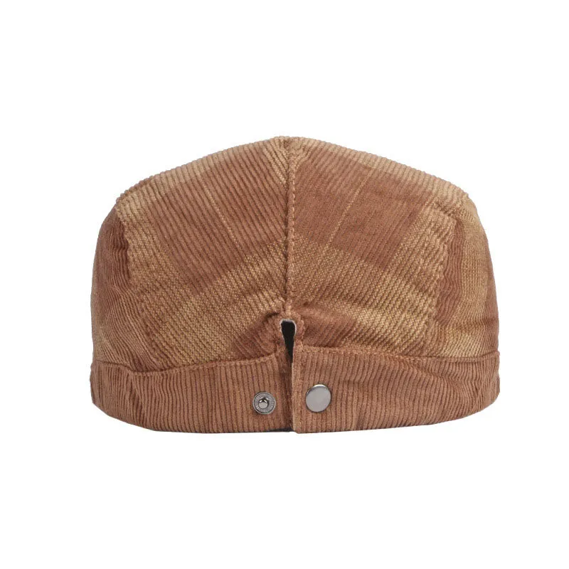 Men's Casual Check Corduroy Beret 20538138M