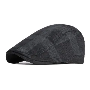 Men's Casual Check Corduroy Beret 20538138M