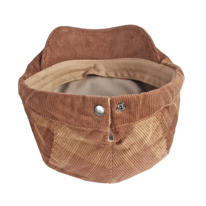 Men's Casual Check Corduroy Beret 20538138M