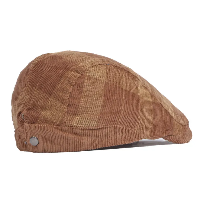 Men's Casual Check Corduroy Beret 20538138M