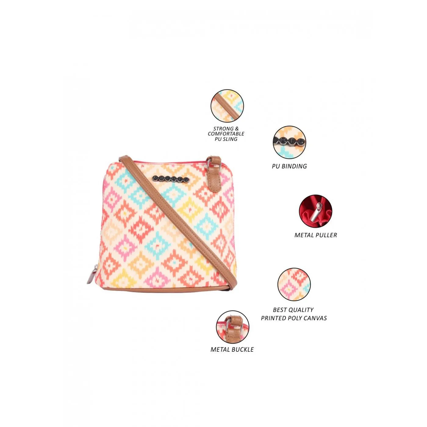 Multi Color Print Womens Sling Bag Medium Size