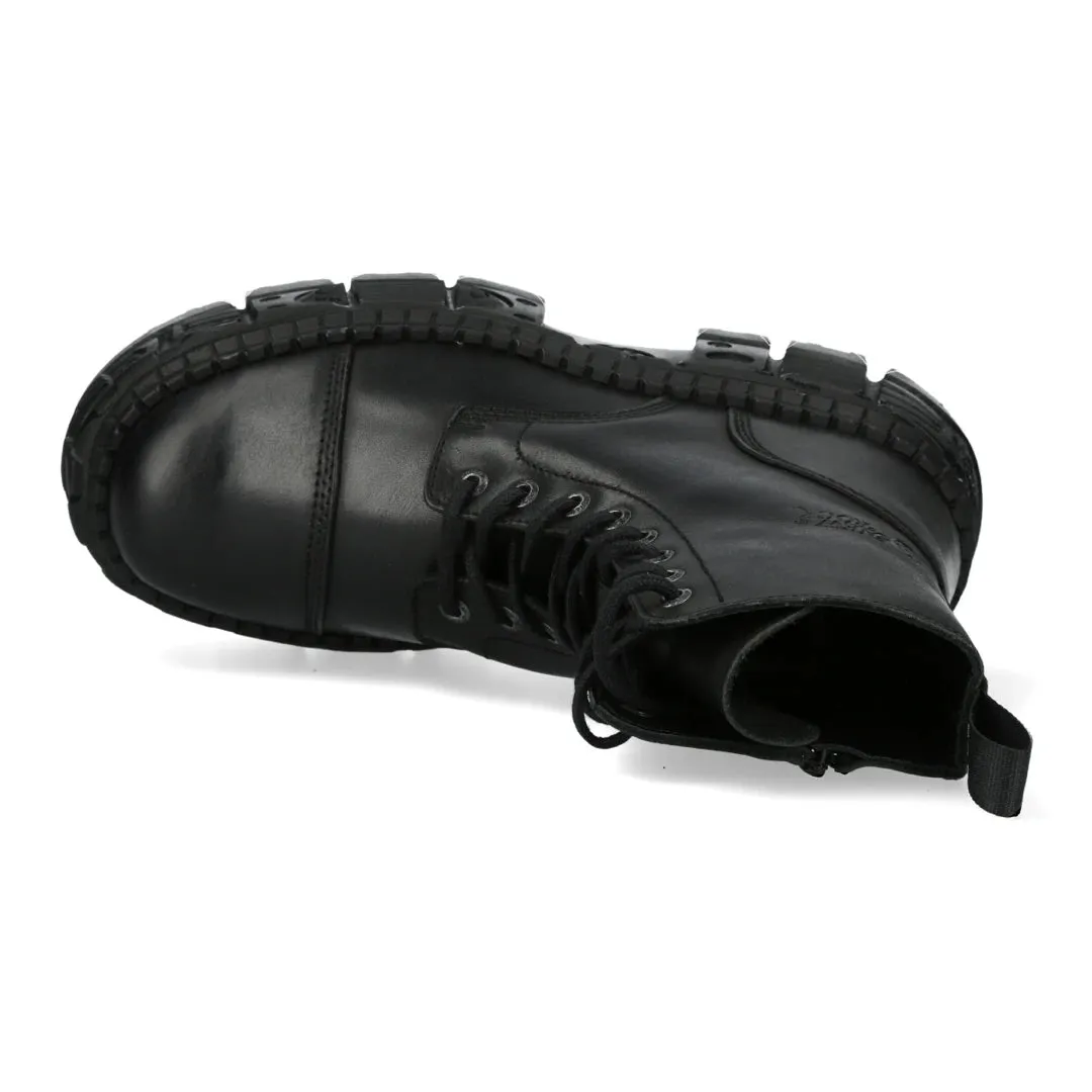New Rock Boots Punk WALL083C-S5 Unisex Metallic Black Leather Platform Gothic EMO