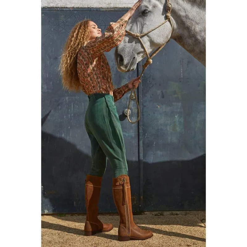 Penelope Chilvers Riding Tassel Oiled Suede Ladies Boot - Tan
