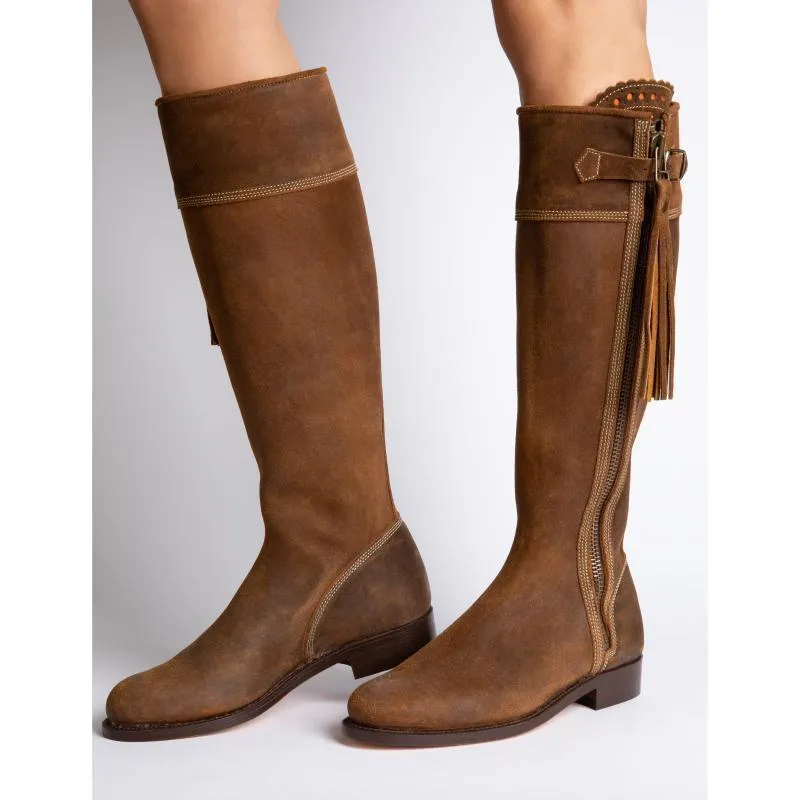 Penelope Chilvers Riding Tassel Oiled Suede Ladies Boot - Tan
