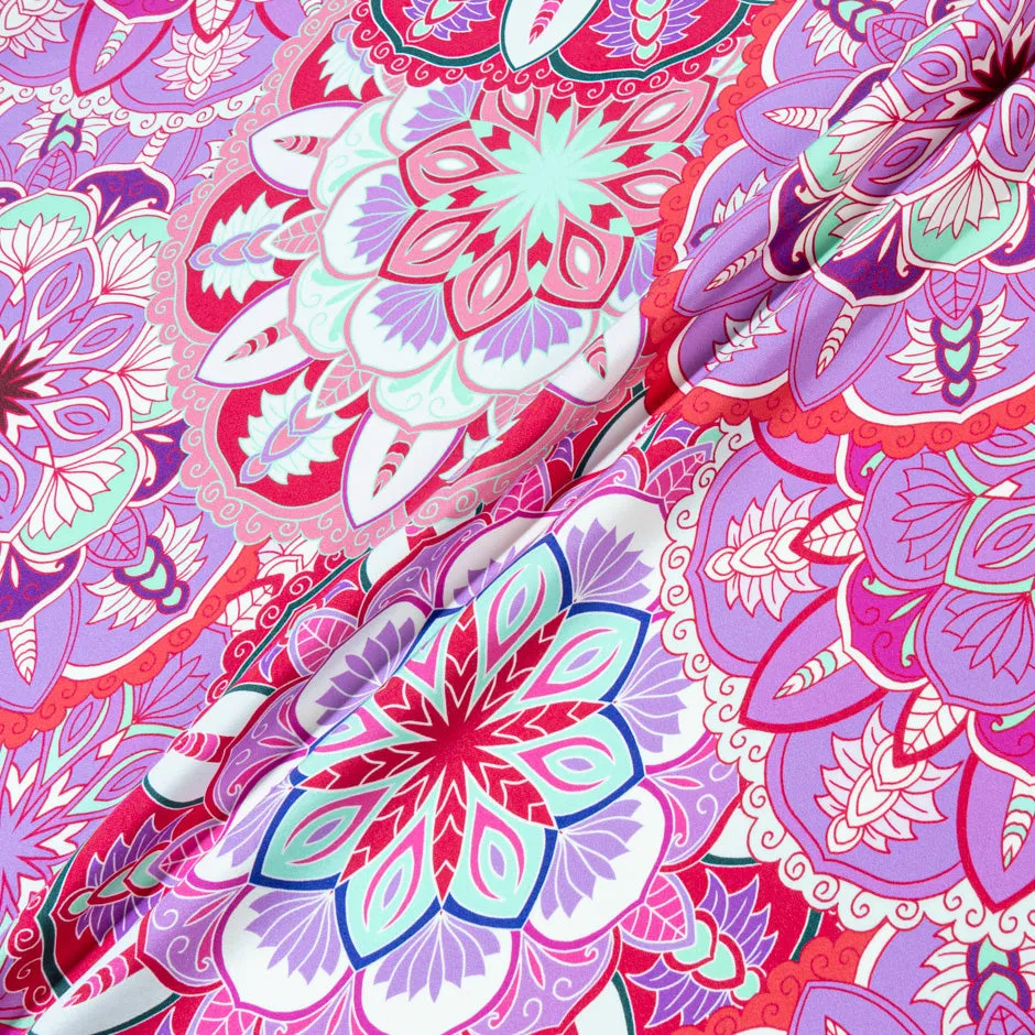 Pink & Lilac Geometric Floral Printed Silk Crêpe (A 1.10m Piece)