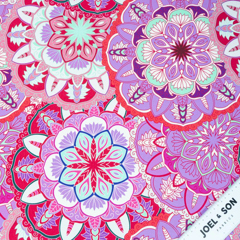 Pink & Lilac Geometric Floral Printed Silk Crêpe (A 1.10m Piece)