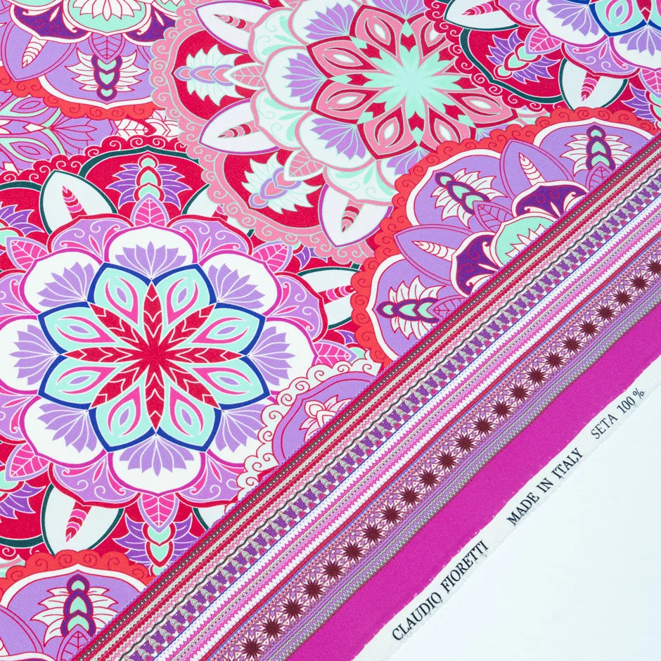 Pink & Lilac Geometric Floral Printed Silk Crêpe (A 1.10m Piece)