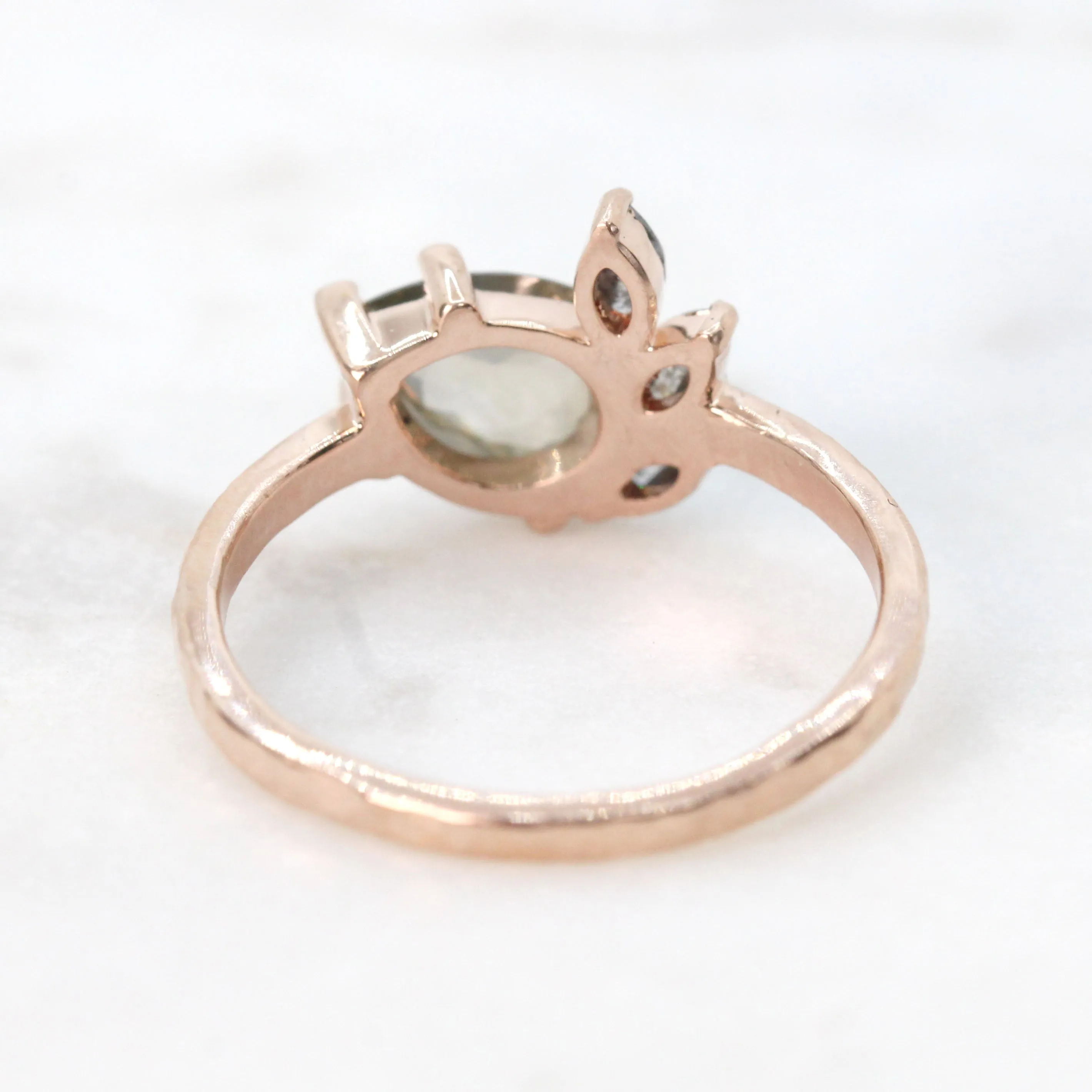 Project: Custom Alyssa Ring with a 1  Carat Misty Gray Pear Salt and Pepper Diamond and Black Accent Diamonds in 14k