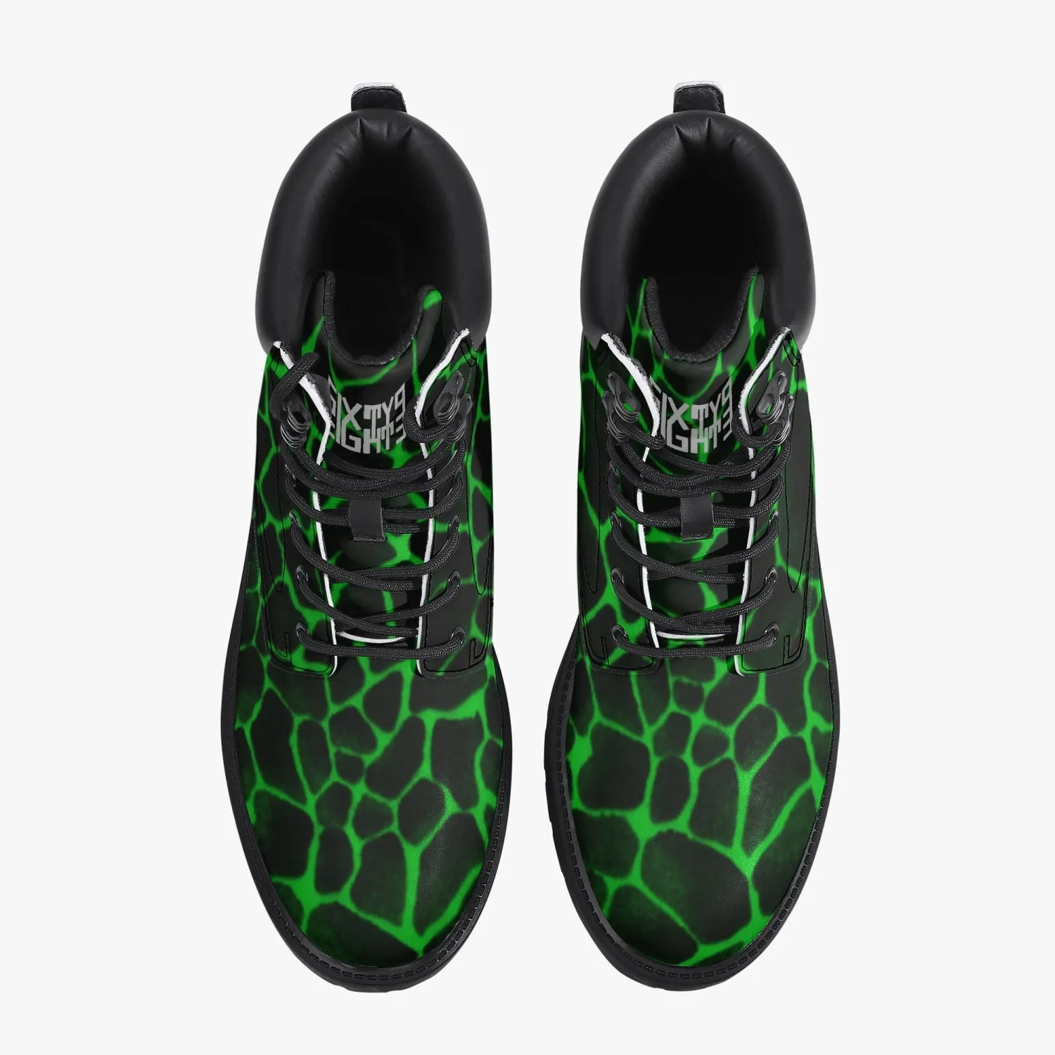 Sixty Eight 93 Logo White Boa Black Lime Leather Boots