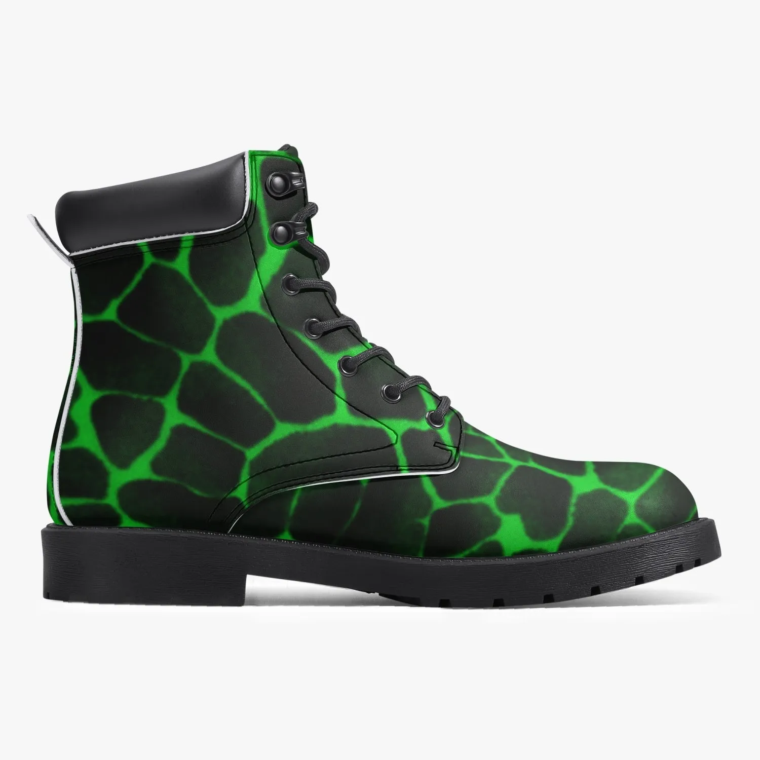 Sixty Eight 93 Logo White Boa Black Lime Leather Boots