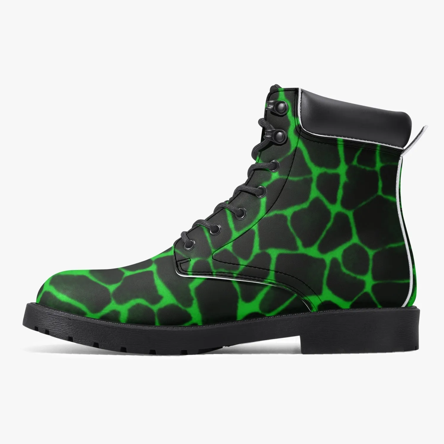 Sixty Eight 93 Logo White Boa Black Lime Leather Boots