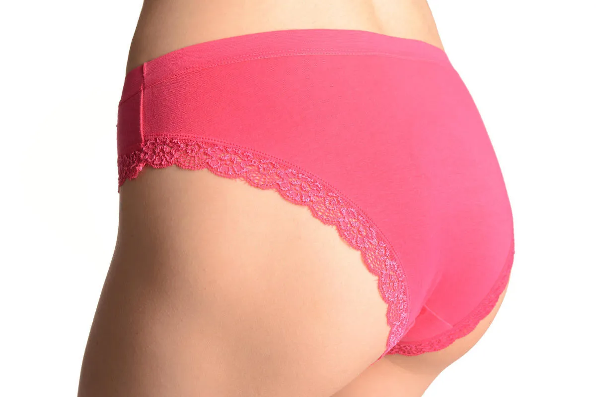 Soft Cotton With Crystal Circles Pink High Leg Brazilian