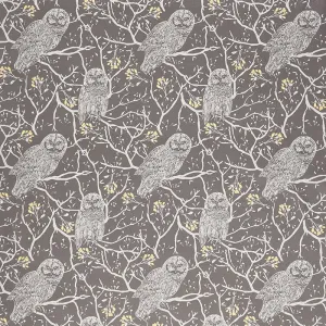Through the Woods - Owl Main Charcoal Yardage
