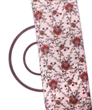 White Colour  Floral Pattern Chanderi Silk Fabric