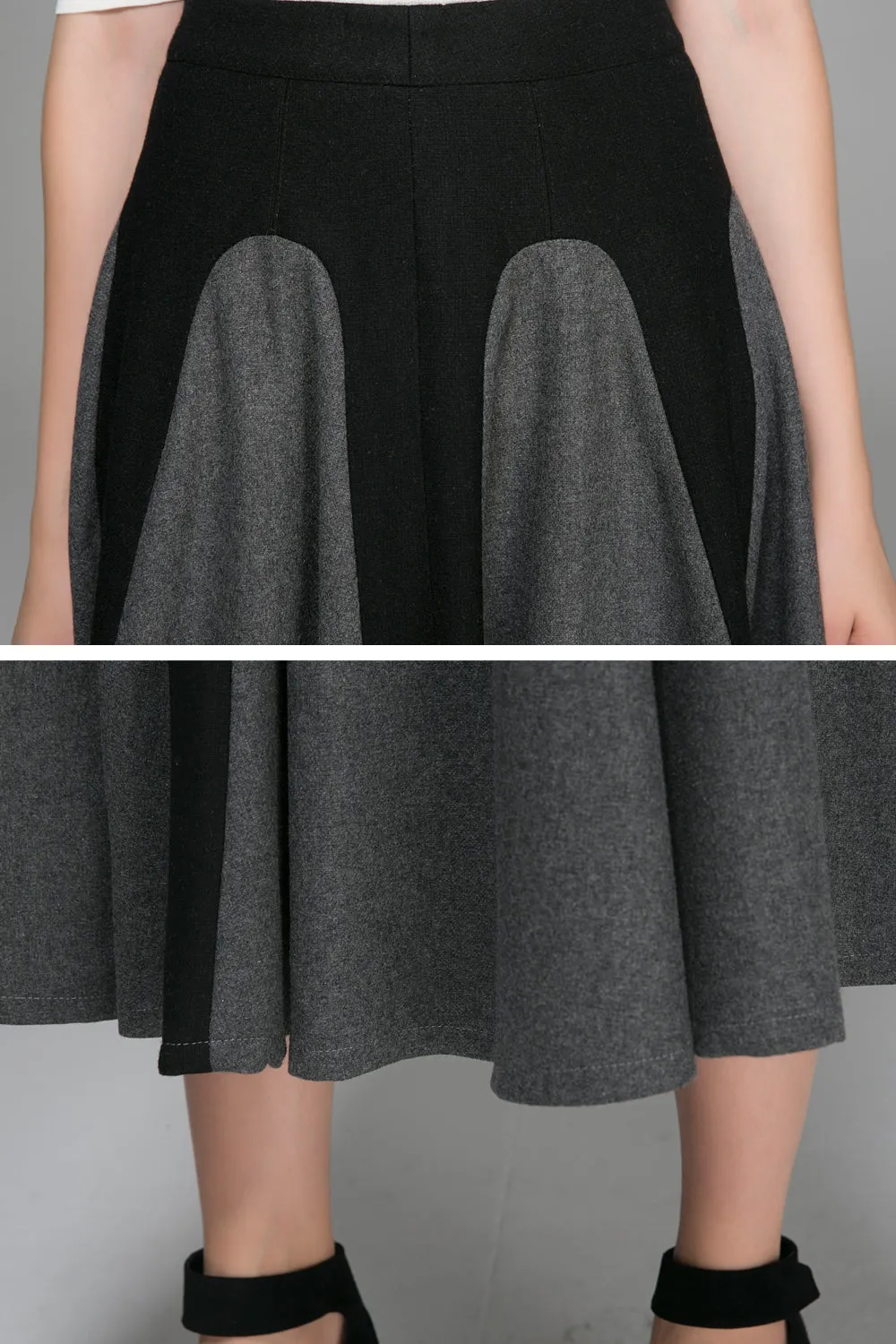 Winter wool skirt maxi skirt gray wool skirt 1381#