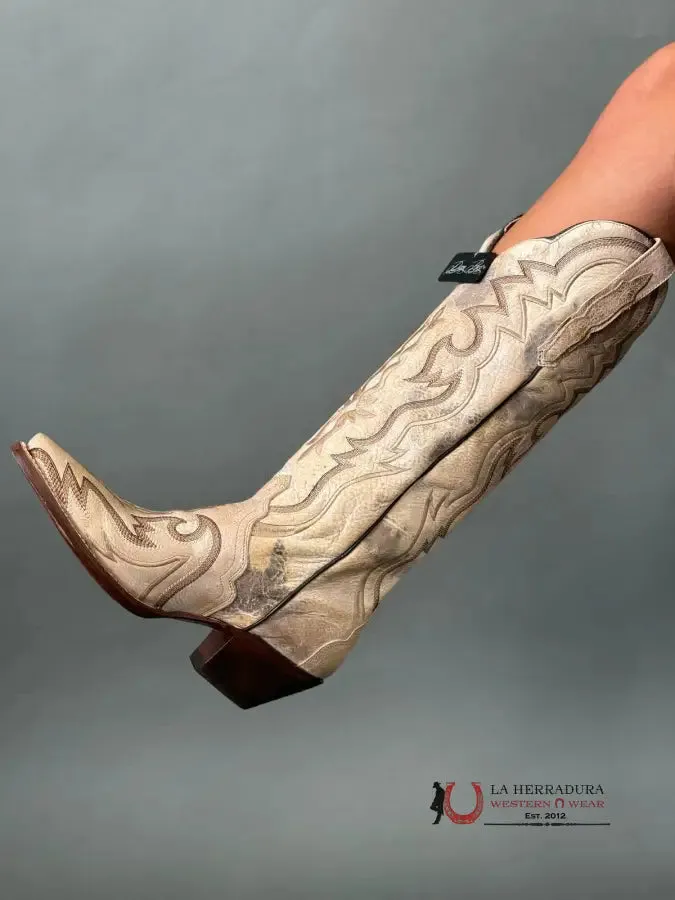 WOMENS DAN POST BONE TRIAD SILVER SNIP TOE TALL BOOT