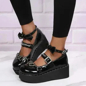 Women's Shoes Heightening Platform Chain Mary Jane High Heels