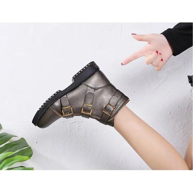 Zipper Biker Ankle Boots